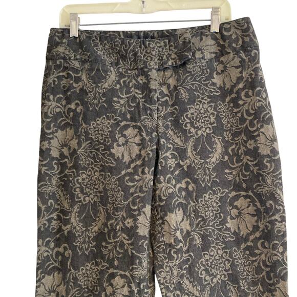 Womens Harolds Black Gold Floral Tapestry Wide Leg Cotton Denim Jeans Size 12 - Picture 5 of 16